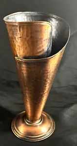 Turkish MCM Hammered Copper Abstract Cone Vase Asymmetric Brutalist Geometric - Picture 1 of 6