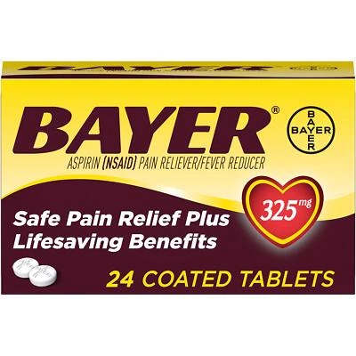 Genuine Bayer Aspirin 325mg Coated Tablets, #1 Doctor Recommended Aspirin Brand, - Image 1 of 4