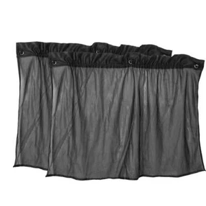 2pcs Suction Cup Black Mesh Window Curtains Car Sun Shade 29.5" x 17.7" - Picture 1 of 5