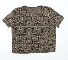 Primark Womens Brown Animal Print Acrylic Basic T-Shirt Size L Round Neck