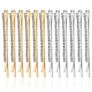 12 PCS Rhinestone Bobby Pins Set Delicate Decorative Silver Gold Fancy Crystal H - Picture 1 of 7
