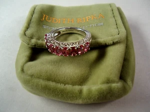 Vintage Sterling Silver Judith Ripka Ring w 9 Pink Oval Tourmalines Size 5 - Picture 1 of 12