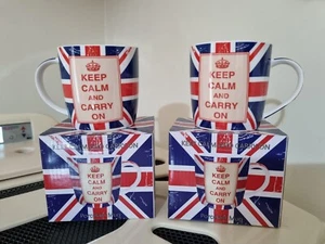 Lotto 2 TAZZE Union Jack Mug "Keep Calm And Carry On" . Nuove Con Scatola - Foto 1 di 4