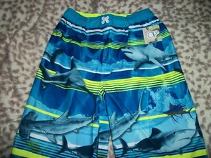 OP Striped Swim Trunks Board Shorts Underwater Shark UPF 50+ Drawstring Size XXL - Picture 1 of 5