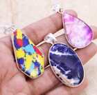 Sodalite Dichroic Glass 925 Silver Plated Pendant Wholesale Lot of 1.5-2.5"