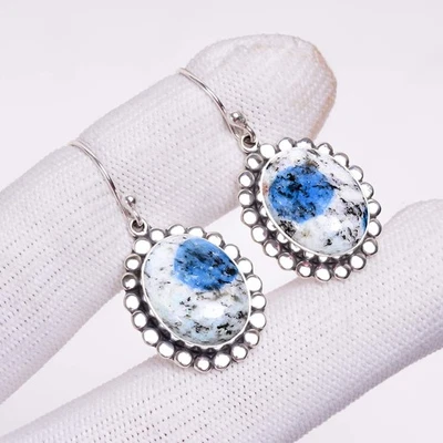 K2 Blue Azurite 925 Sterling Silver Earring, Christmas Gift, Gift For Her E46113 - Image 1 of 4
