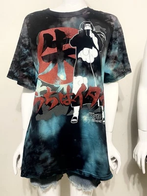 Naruto Shippunden Itachi Uchina Graphic Large Custom Tye-Dye T-Shirt Blue - Image 1 of 4