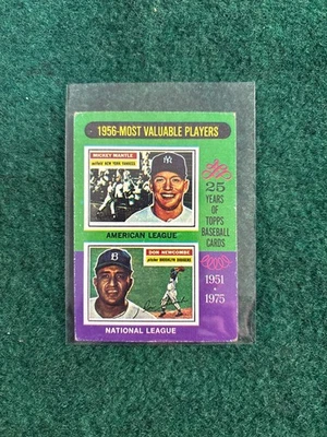 1975 TOPPS MINI #194 MICKEY MANTLE / DON NEWCOMBE MVP Foto 1 de 2