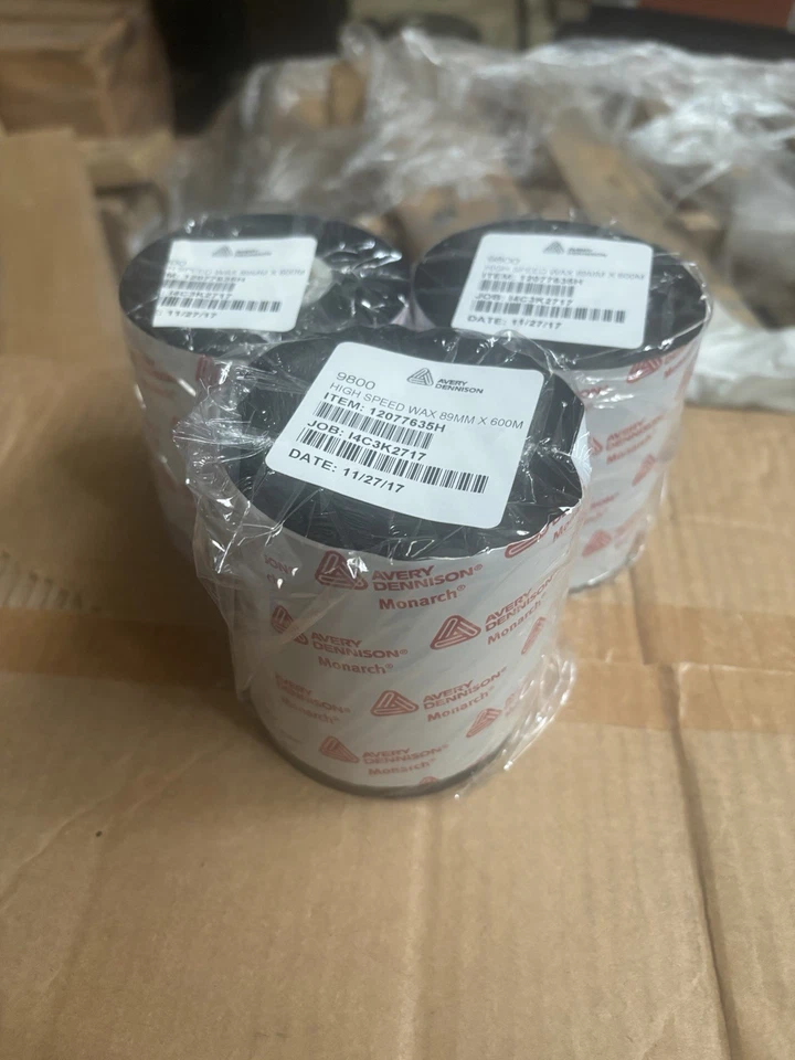 NEW (LOT OF 3) Avery Dennison 12077635H 3.3  Thermal Wax Ribbon - Image 1 of 1