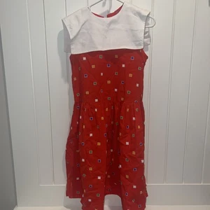 Maggie Breen Dress Girls Geometric Print Red Vintage 1980 Sz 12P - Picture 1 of 7