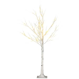 4ft Artificial White Birch Tree Light 72 Warm White Pre-Lit LED Light - Picture 1 of 9