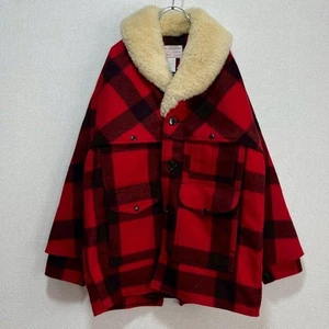 FILSON LINED MACKINAW WOOL PACKER COAT Jacket Plaid Size L Red Black Used - Picture 1 of 4