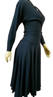  Basile Made in Italy VINTAGE Navy Women's Dress V-Neck It 40, US 4 S #Z - Image 1 of 4