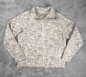 Cabela's Fleece Jacket Womens Large Cream Beige Full Zip Paisley - Picture 1 of 11
