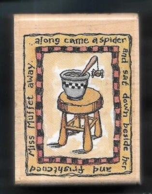 MISS MUFFET ALONG SPIDER NURSERY RHYME Child Tale STAMPINGTON & CO RUBBER STAMP  - Изображение 1 из 3