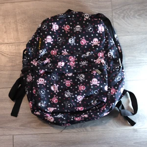 J Garden Skull Crossbones Jolly Rancher Backpack Black Multicolor Adj Straps - Picture 1 of 11