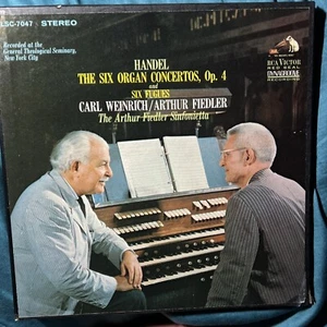 HANDEL 6 ORGAN CONCERTOS Op 4 & 6 Fugues Weinrich Fiedler RCA White Dog 2x Vinyl - Picture 1 of 7