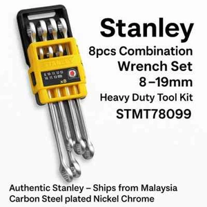 Stanley 8pcs Combination Wrench Set 8 | 19mm Heavy Duty Tool Kit STMT78099 - Picture 1 of 5
