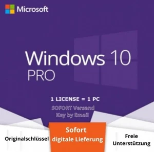 Windows 10 Pro Produktschlüssel Aktivierung Key Versand Sofort - Bild 1 von 1