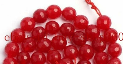 Natural 8mm 10mm Faceted Red Jade Round Gemstone Loose Beads 15'' AAA - Image 1 of 4