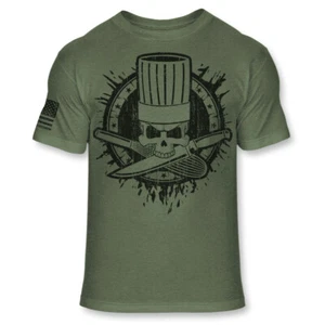 Chef T Shirt - Culinary Cook Head Chef Skull USA Flag Athletic T-Shirt - A154 - Picture 1 of 7