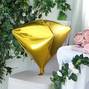 3 GOLD 16" tall 4D Diamond Mylar Foil Balloons Wedding Party Event Decorations - Picture 1 of 4