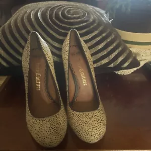 JUICY COUTURE ROSA Dalmatian Pony Hair Designer Rounded Toe Pumps 10m - Picture 1 of 6