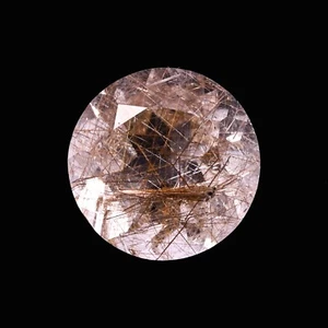 Natural Golden Rutile Quartz Round Faceted Cut Loose Gemstone 4.35 Ct 11X11X8 mm - Picture 1 of 3