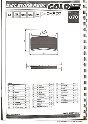 GOLD Brake Racing Brake Pads for YAMAHA TZR FZR XP FZ6 FZS YZF FZ1 FJR XV MT - Image 1 of 3