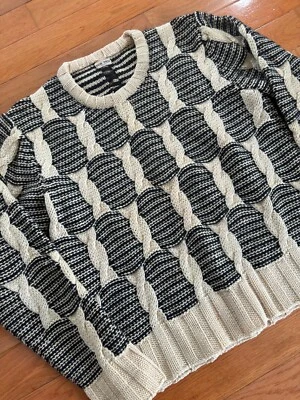 Suéter de lana hecho a mano vintage negro crema para hombre M Parkel para hombre Roma Italia Foto 1 de 4