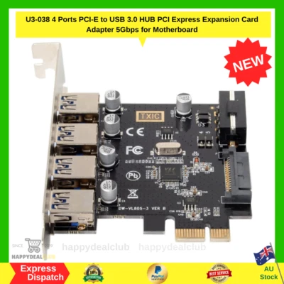 4 Ports PCI-E to USB 3.0 HUB PCI Express Expansion Card Adapter 5Gbps for Mother - image 1 of 4