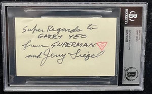 Jerry Siegel Signed Autographed SKETCH of Superman logo S Beckett BAS Very RARE - Picture 1 of 1