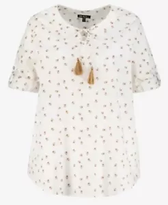 Ladies Ulla Popken Organic Cotton Pretty Bee Blouse Tie Neck Size 24/26 *BNWT* - Picture 1 of 2