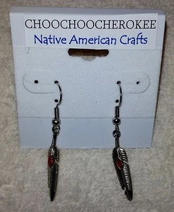 Pendientes de plumas de plata nativos americanos hechos a mano en EE. UU. - Imagen 1 de 1