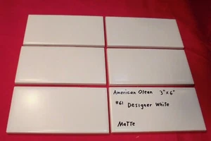 6 pieces: #61 Designer White: Matte Ceramic Subway Tiles by American Olean, NEW - Picture 1 of 22
