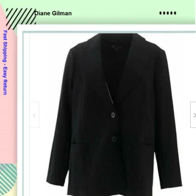 DG2 Diane Gilman Ponte Knit Boyfriend Blazer , Black , 3X - Image 1 of 4