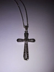  Silber Kette + Silber Anhänger KREUZ Markasit Steine 40cm  835er antik Vintage  - Bild 1 von 12