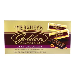 Barra de chocolate negro HERSHEY'S GOLDEN ALMOND, 14 OZ. caja regalo 5 x 2,8 oz - Imagen 1 de 5