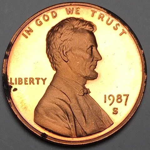 1987-S Proof "Lincoln Memorial Cent" - Penny - (UNC) Corrosion KM#201a - 3751 Cover