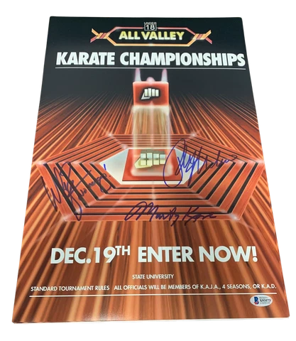 RALPH MACCHIO WILLIAM ZABKA MARTIN KOVE SIGNED AUTO THE KARATE KID 12X18 BAS 10 Cover