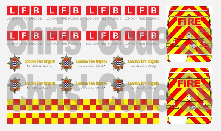 Code 3 Adhesive Vinyl Decals suit 1/43 1/50 - London Fire LFB - Sprinter - Image 1 of 1
