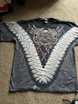Рубашка мужская Liquid Blue Lynyrd Skynyrd большая серая Trashed Southern Rock Tie Dye - Изображение 1 из 4