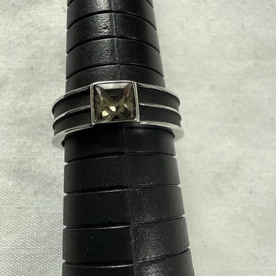 Обручальное кольцо из нержавеющей стали мужское TK316 с фианитом и серой закаленной эмалью размер 9 - Изображение 1 из 4