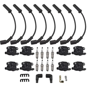 8Pcs UF743 Ignition Coils & Spark Plugs & Wire Set Fit Chevy Silverado GMC Yukon - Picture 1 of 12