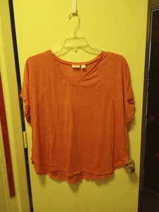 Cato Med Size Orange Sheer V neck T Shirt Size Medium For Layering - Picture 1 of 7