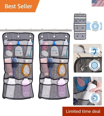 Juego organizador de ducha portátil - 2 caddies negros con 7 bolsillos de secado rápido Foto 1 de 4