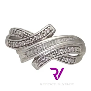 Anillo Kay Jewelers JWBR Crossover Diamante Pavé Cinta Plata de Ley 925 Talla 8 - Imagen 1 de 10