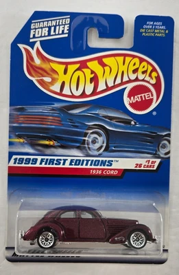 1999 Hot Wheels #649 First Editions 1/26 1936 CORD MF Red w/Chrome Lace Spokes  - Image 1 of 4