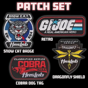 GI Joe HasLab Cobra HISS, Dragonfly, Snow CAT & Retro themed embroidered patches - Picture 1 of 18
