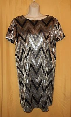 Michael Kors Mujer Plateado Negro Lentejuelas Cerradura Top Vestido de Noche 4 $300 Foto 1 de 4